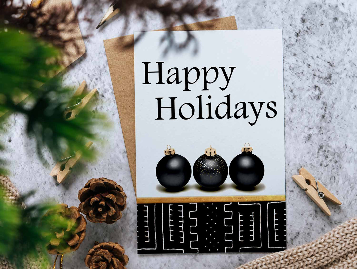 Black Mudcloth Season’s Greetings Card