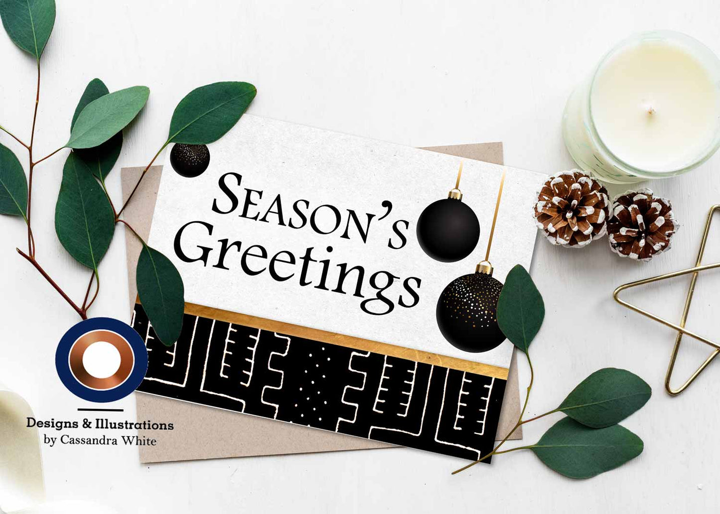 Black Mudcloth Season’s Greetings Card