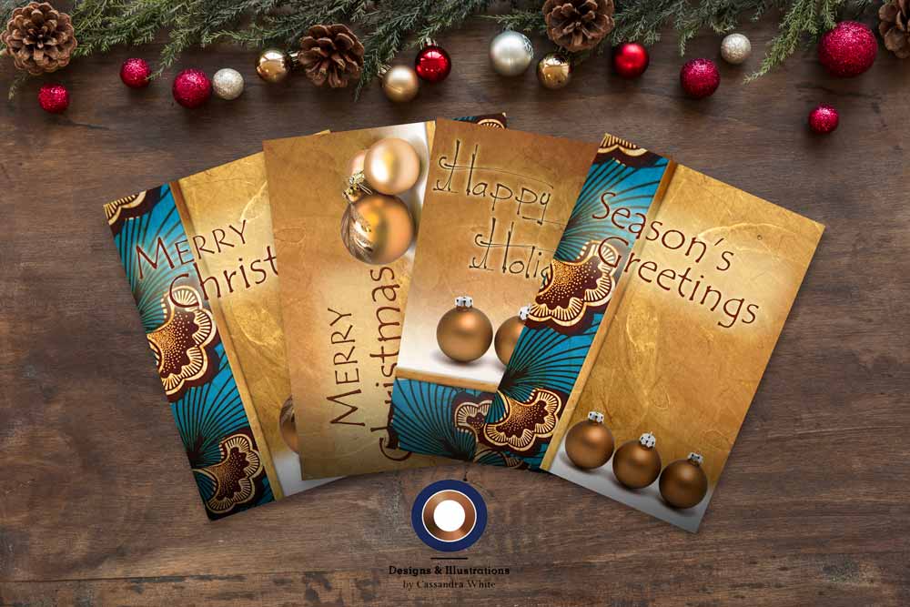African Inspired Blue & Brown Greeting Card