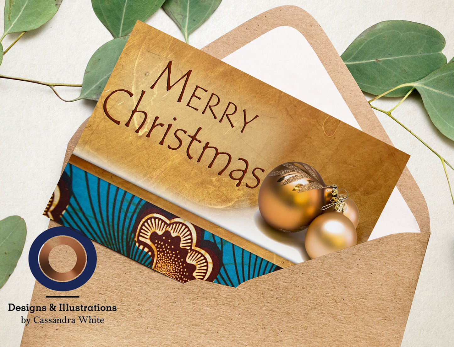 African Inspired Blue & Brown Greeting Card