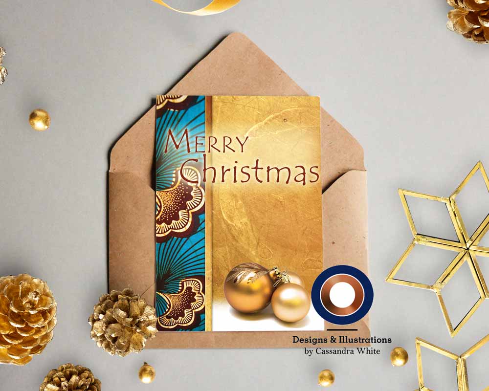 African Inspired Blue & Brown Greeting Card