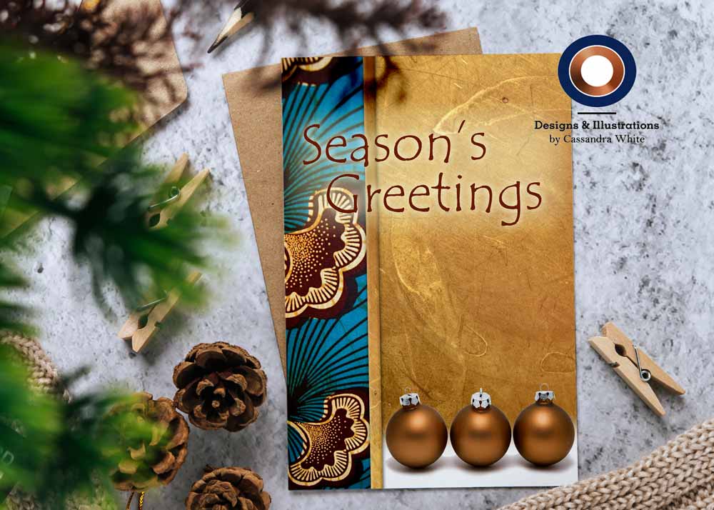 African Inspired Blue & Brown Greeting Card