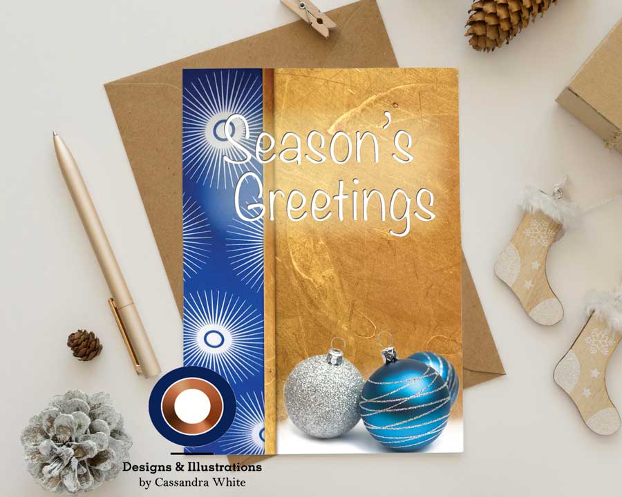 Blue & White Stars Holiday Card