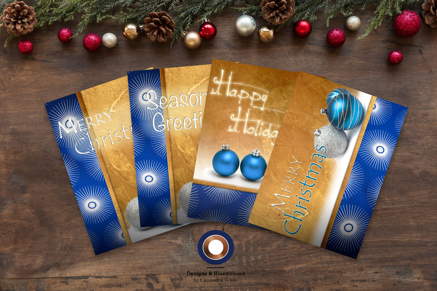 Blue & White Stars Holiday Card