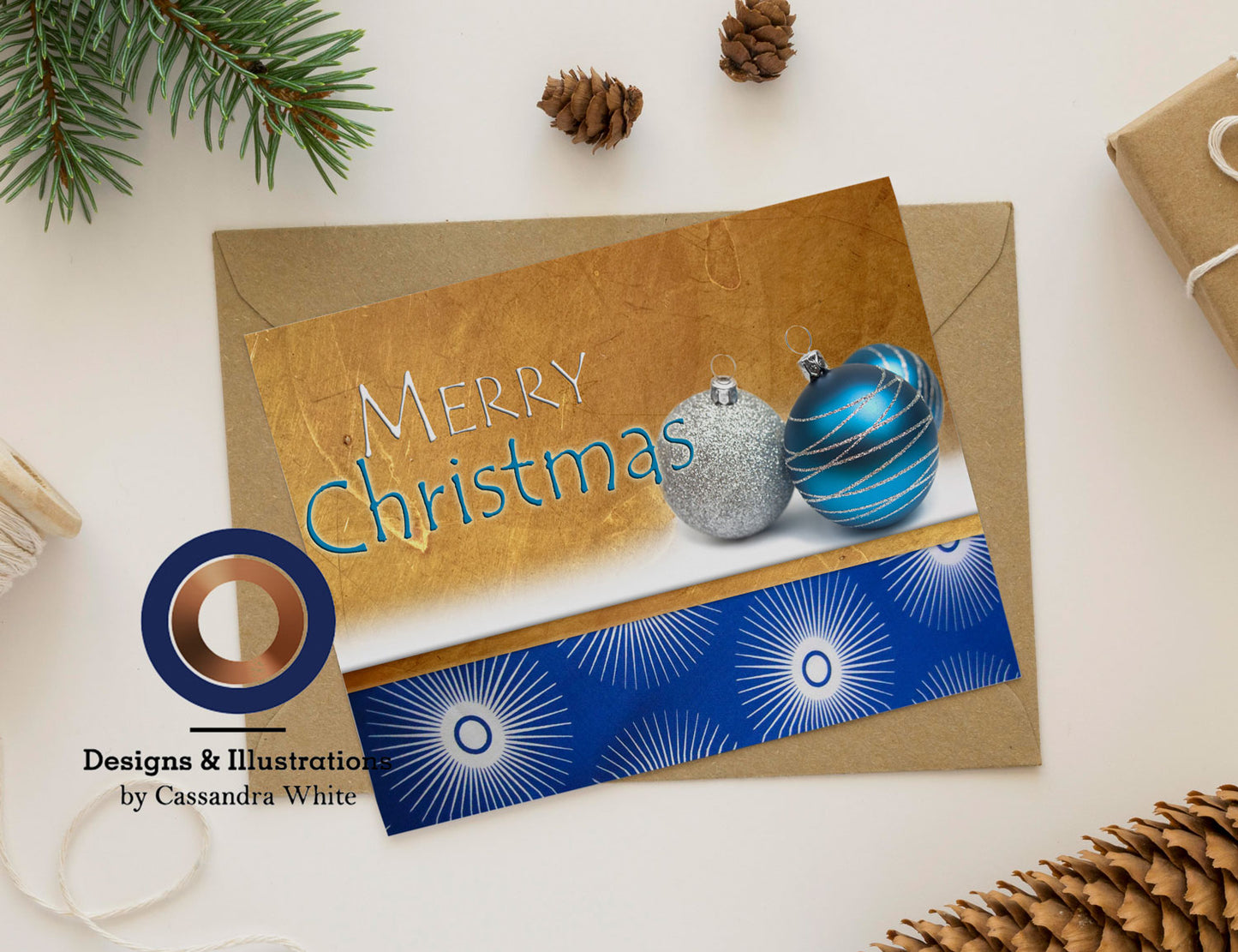 Blue & White Stars Holiday Card