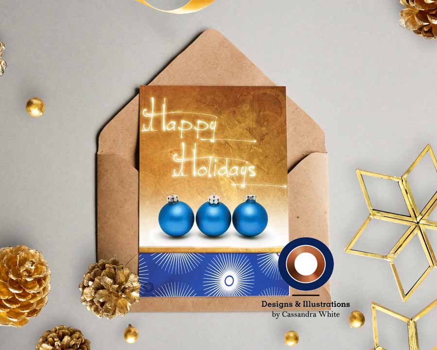 Blue & White Stars Holiday Card
