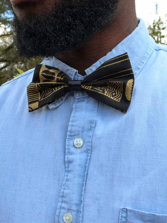 Cowrie Shell Gold - Ankara Bowtie