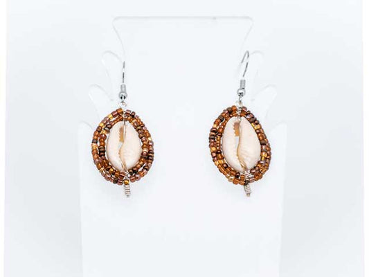Beaded Shield Earrings - Earth Tones Collection