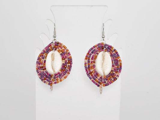 Beaded Shield Earrings - Royal Plum Collection