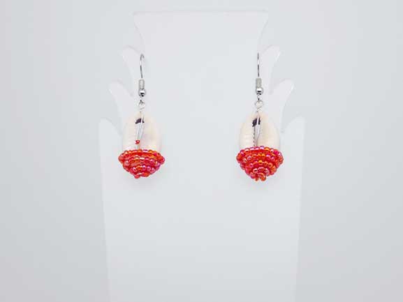 Beaded Shield Earrings - Red Collection