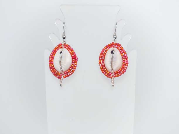 Beaded Shield Earrings - Red Collection