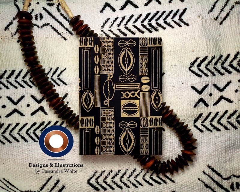 Black & Gold Cowrie Shell African Wax Print Card