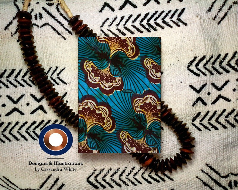 Ethnic Blue & Brown Ankara Print Card