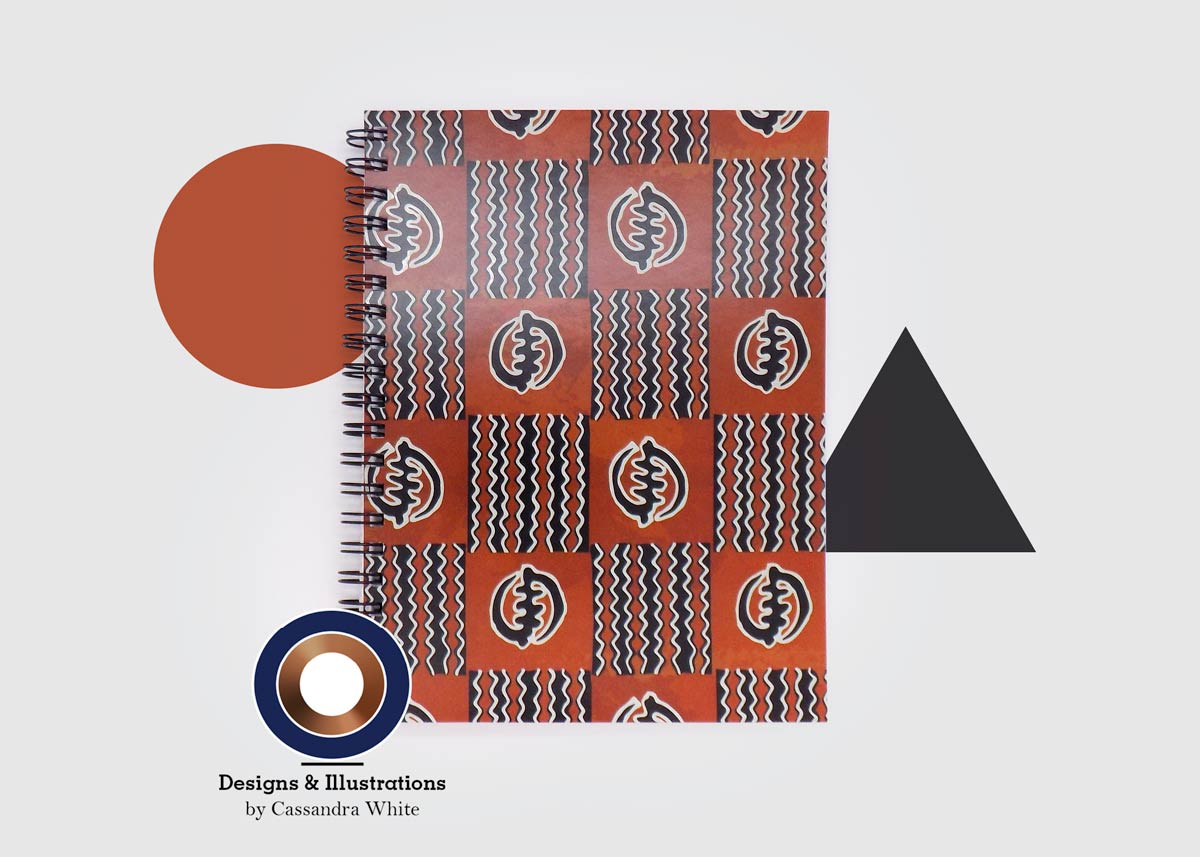 Gye Nyame Brown, Black & White Wax Print - WireO Journals