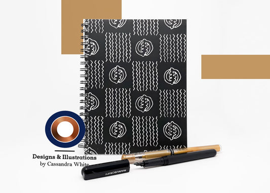 Gye Nyame Brown, Black & White Wax Print - WireO Journals