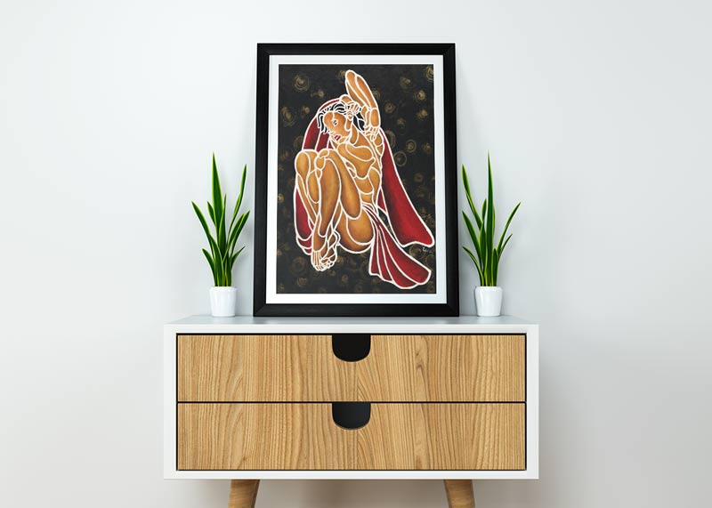 Woman Bathing Painting - Art Print