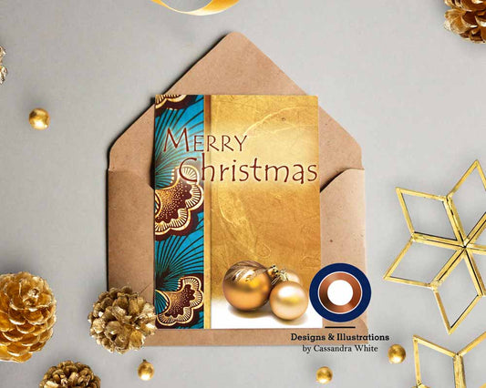 African Inspired Blue & Brown Greeting Card