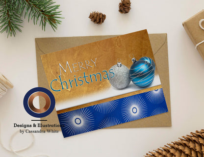Blue & White Stars Holiday Card