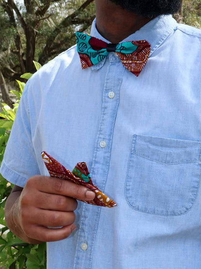 Blu Brown Ankara - Bowtie