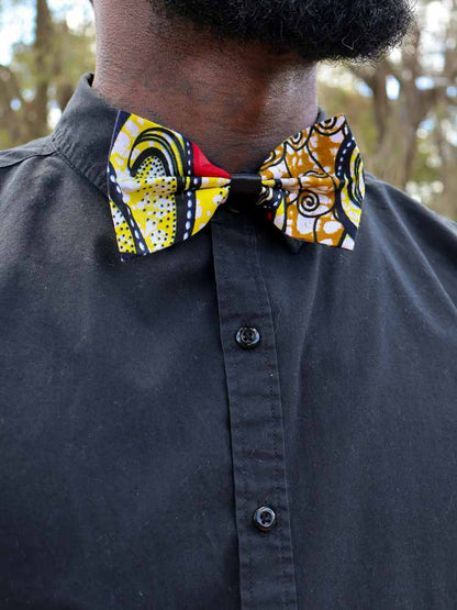 Red Yellow Gold Ankara - Bowtie