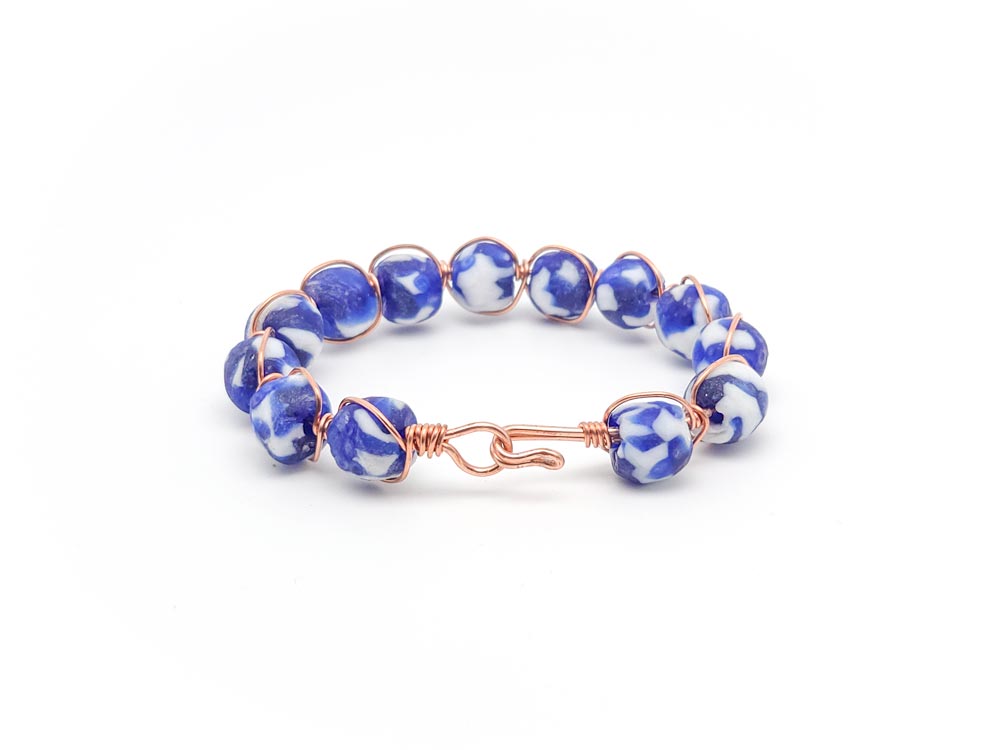 Copper & Cobalt Glass Bracelet