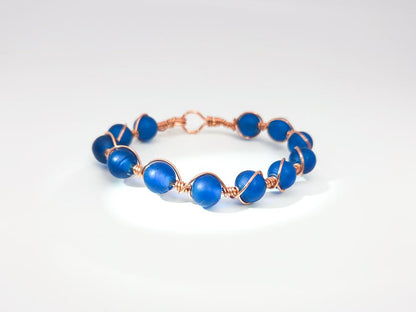 Copper & Dark Azul Glass Bracelet