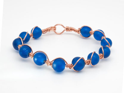 Copper & Dark Azul Glass Bracelet