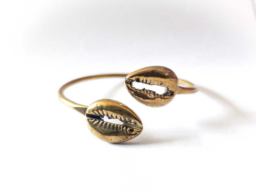 Solid Brass Cowrie Shell Bracelet