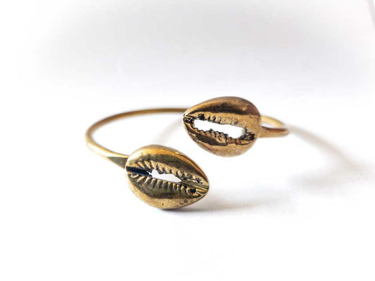 Solid Brass Cowrie Shell Bracelet