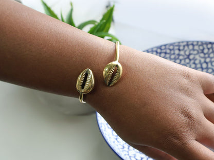Solid Brass Cowrie Shell Bracelet