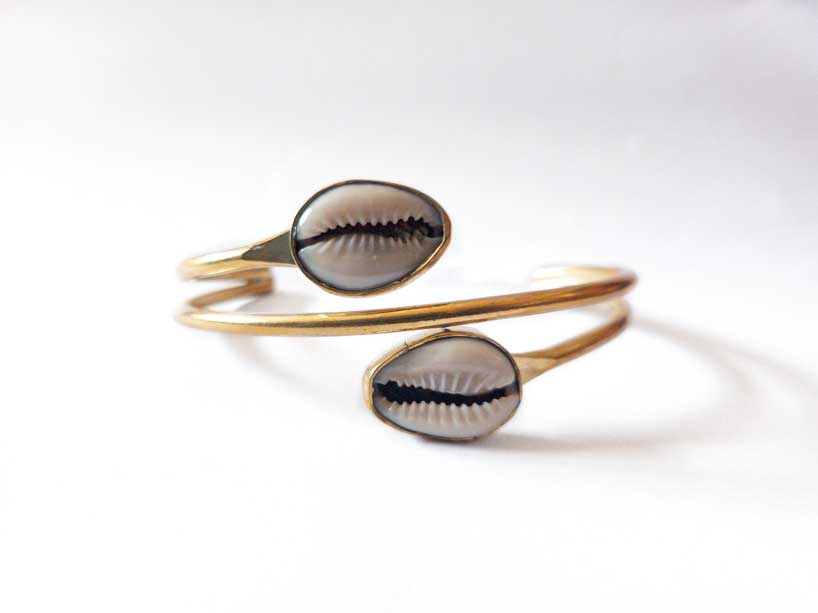 Cowrie Shell Brass Bracelet
