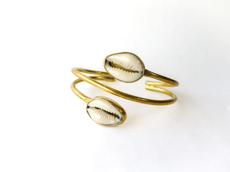 Cowrie Shell Brass Bracelet