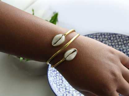 Cowrie Shell Brass Bracelet