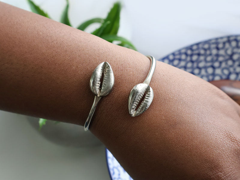 Solid Brass Cowrie Shell Bracelet