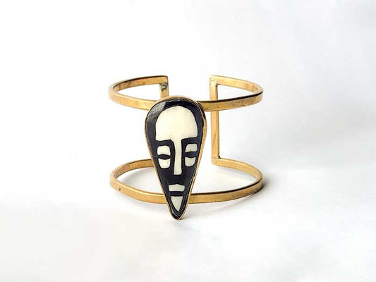 Batik Mask & Brass Cuff Bracelet