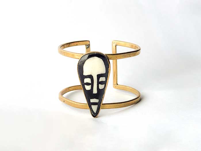 Batik Mask & Brass Cuff Bracelet