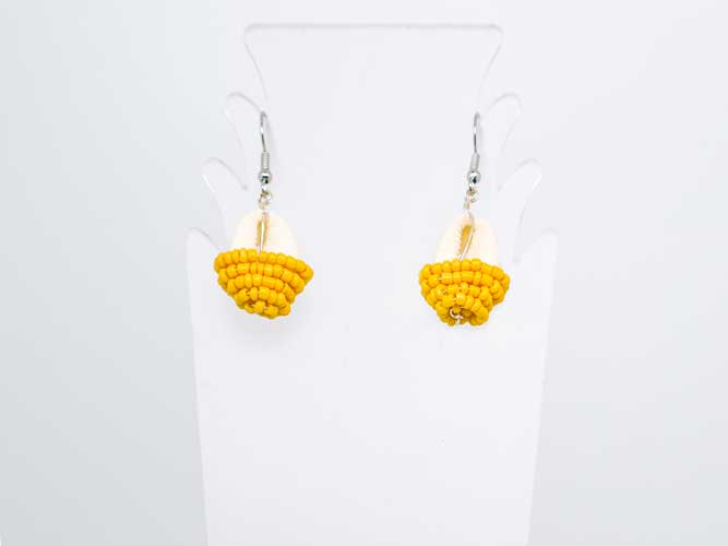 Beaded Shield Earrings - Yellow Collection