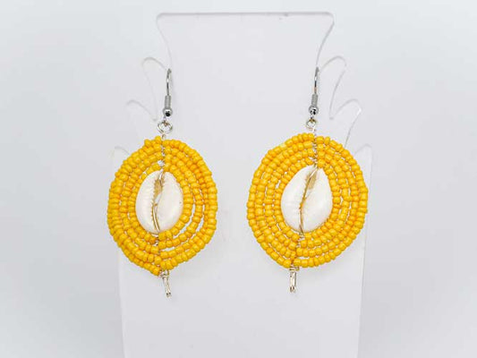 Beaded Shield Earrings - Yellow Collection