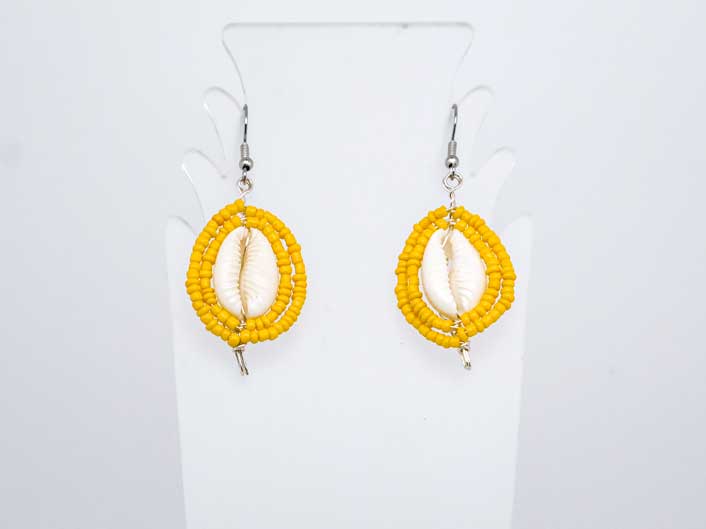 Beaded Shield Earrings - Yellow Collection