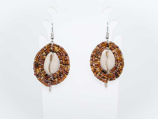 Beaded Shield Earrings - Earth Tones Collection