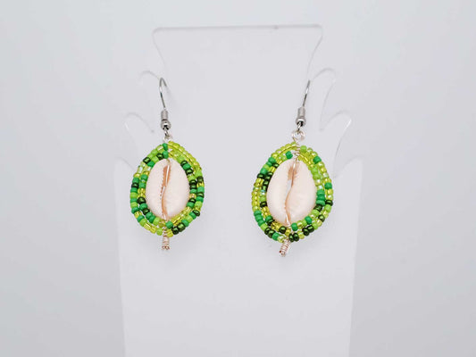 Beaded Shield Earrings - Green Earth Collection
