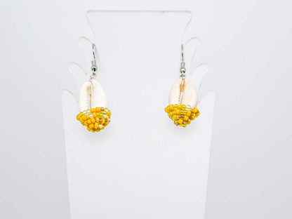 Beaded Shield Earrings - Yellow Collection