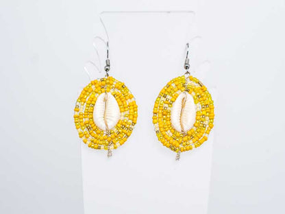 Beaded Shield Earrings - Yellow Collection