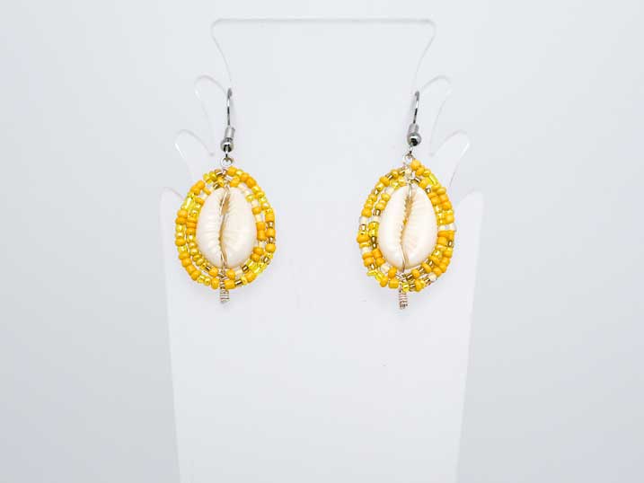 Beaded Shield Earrings - Yellow Collection