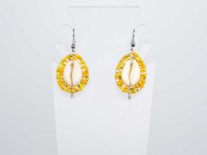 Beaded Shield Earrings - Yellow Collection