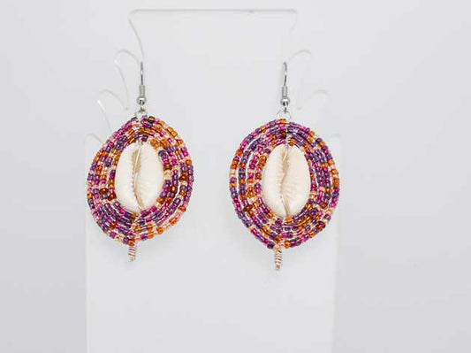 Beaded Shield Earrings - Royal Plum Collection