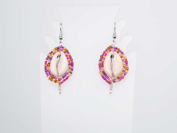 Beaded Shield Earrings - Royal Plum Collection