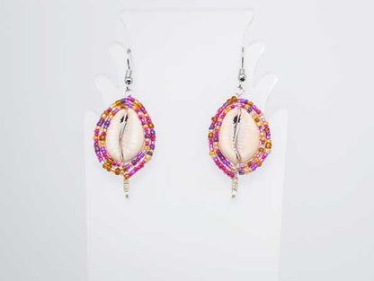 Beaded Shield Earrings - Royal Plum Collection