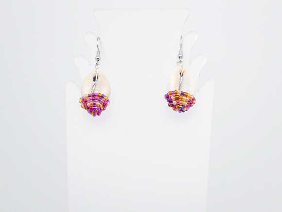 Beaded Shield Earrings - Royal Plum Collection