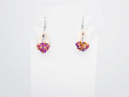 Beaded Shield Earrings - Royal Plum Collection